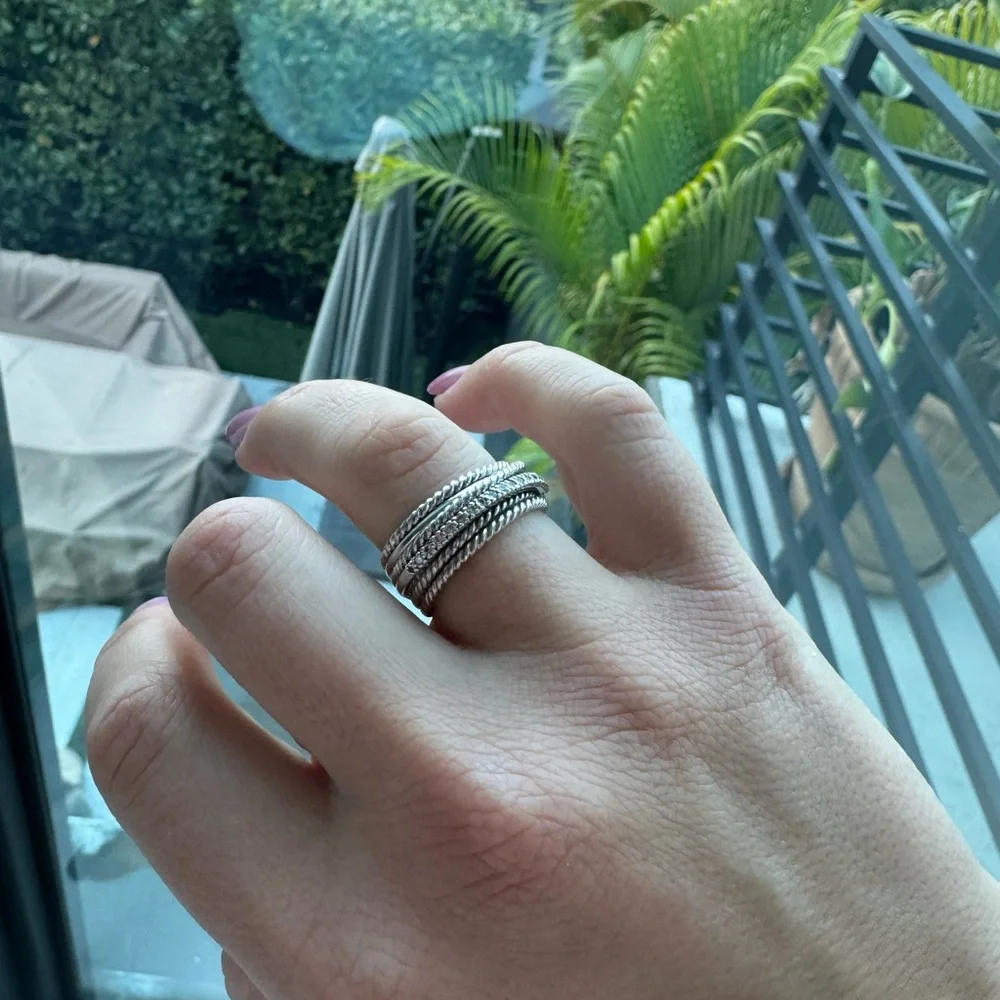David Yurman Silver Stacked Rings - Picture 3 of 6
